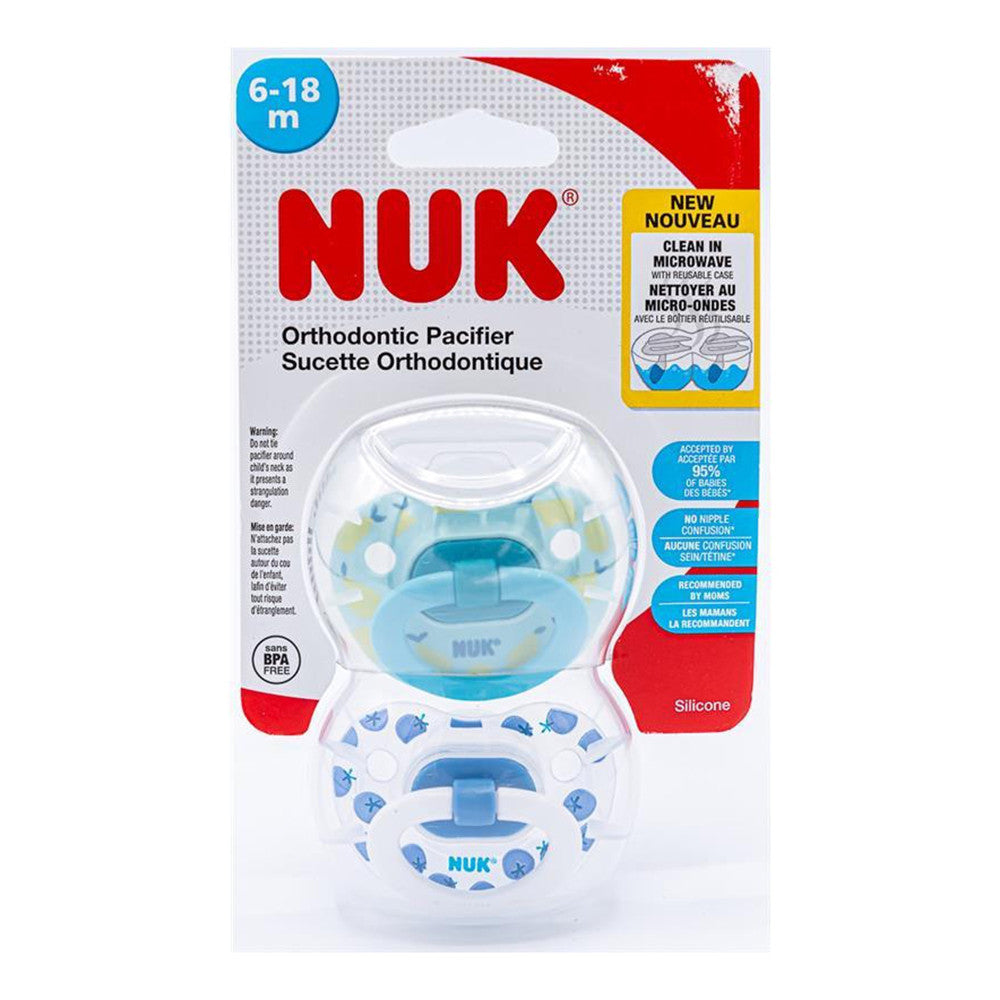 Nuk Orthodontic Pacifier 6 To 18 Monts, 2 Ea